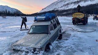 Залез в глубокую яму. Наледи. Зимник Себян.