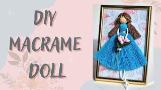 DIY macrame doll tutorial, thread doll tutorial, macrame thread doll in a photo frame step by step