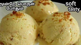 1/2 லிட்டர் பால் 2 பொருட்களை மட்டும் வைத்து எளிமையான butter scotch ஐஸ்கிரீம் ரெடி/Easy soft icecream