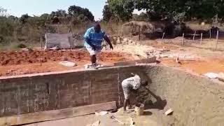 Concrete fish pond construction in its   final    stages    in Tanzania    0713 012117