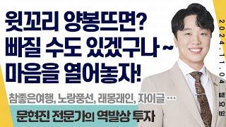 24.11.04 문현진 역발상투자｜윗꼬리 양봉뜨면? 빠질 수도 있겠구나~ 마음을 열어놓자!｜#네이처셀 #참좋은여행 #노랑풍선 #래몽래인 #자이글 #코윈테크