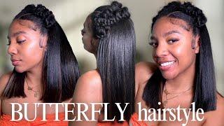 SIMPLE BUTTERFLY BRAID HAIRSTYLE - NO HEAT NEEDED