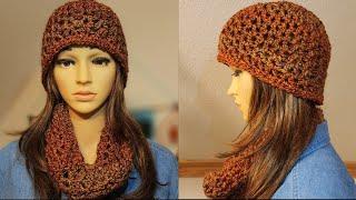 Homespun Hat and Cowl Set/Easy Crochet Hat and Cowl Set using Homespun Yarn/Beautiful Crochet Set