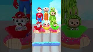 Marshall vs Brainrot Cappuccino vs Labubu - Who's the Water Slide King  #shorts #funny #trend