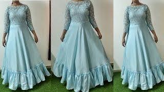 Bottom frill gown cutting and stitching/long gown/reetu home style