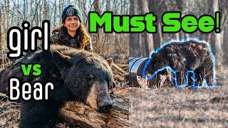 Girl Shoots 1st bear ever on the ground! (CROSSBOW) Manitoba - #bearhunting
