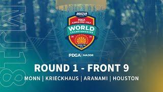 2024 PDGA Junior Disc Golf World Championships | MJ18 R1F9 | Monn, Krieckhaus, Aranami, Houston