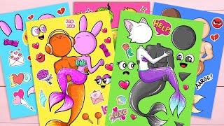 [TOYASMR] Sprunki MERMAIDS LOVE Sinner Edition OREN PINKI WNDA Sticker Book #incredibox #sprunki