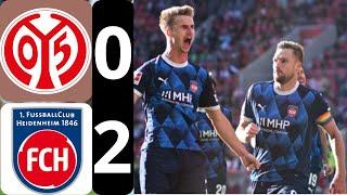 MAINZ 05 VS FC HEIDENHEIM (0-2), HIGHLIGHTS BUNDESLIGA 2024, TOR VON PIERINGER, TOR VON SCHOPPNER