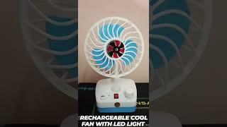 STARPION Rechargeable Table Fan with Led Light Color Red & Blue BatteryBackup 2 hr with 6 m warrenty