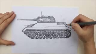 How to draw a tank T-34 / Easy Russian Tank Drawings Draw a Tank for Beginners Draw Soviet Tank T34