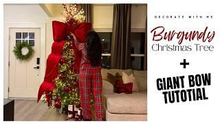 DIY Giant Burgundy Velvet Bow for Christmas Tree | Elegant Red Holiday Decor Ideas