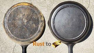 Vintage Lodge skillet restoration, review, and egg test - Proper temperature for cast iron cooking?