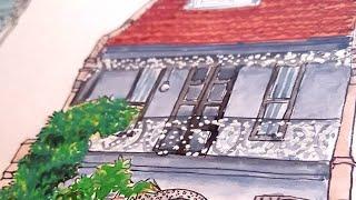 Draw with me Urban buildings with Watercolor 