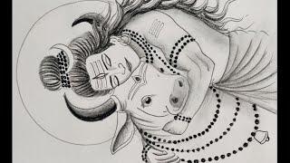 How to draw a beautiful pencil shading sketch of lord Shiva and Nandi Maharaj/Shiva/Shankar bhagwan