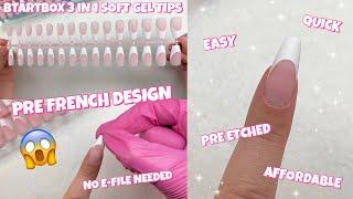 TRYING BTARTBOX PREMADE FRENCH TIP DESIGN SOFT GEL NAIL TIPS | EASIEST & QUICKEST GELX NAILS AT HOME