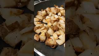 Home fries made from leftover baked potatoes.