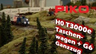 PIKO [V037] Fahreigenschaften Ganzzug Taschenwagen T3000e + Diesellok G6