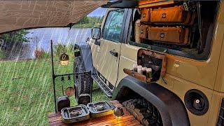 Organizing my SOLO Camp in HEAVY RAIN ️ – Cozy Car Camping & ASMR