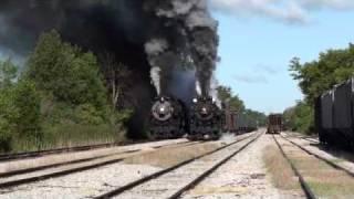 Pere Marquette 1225 and Nickel Plate Road 765 run side by side