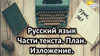 Русский язык. Урок №3. Тема: "Части текста. План. Изложение"