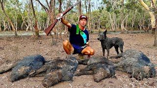 Insane PIG HUNT Adventure! Chasing Barra Turns Into Epic .357 Rifle Hunt!