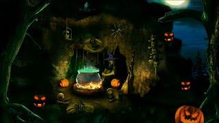 Halloween ambience | Witch's brew cauldron |bubbling sound, witch spell and laughter |