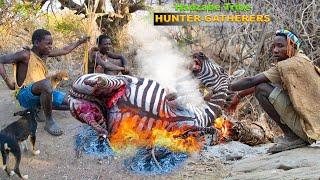 Spending 24Hrs With Hadzabe Tribe Hunting,Cooking & Eating Wild Meat In The Bush Pt 1|•Tru Hunters