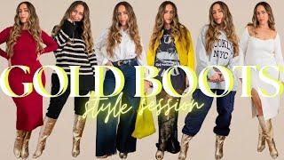 Style Session: 10 Ways to Style $40 Gold Metallic Boots | Curvy Pear Shaped Size 8-10