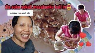 masak mie dengan daging bumbu sate request Mui-Mui II TKW HONGKONG