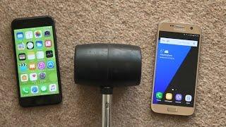 iPhone 7 vs Samsung Galaxy S7 - Hammer Drop Test! (4K)