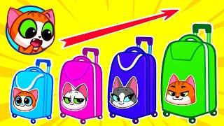 ⭐️ Cat Family ⭐️ Which Luggage Suitcase is right? ⭐️ Funny Kids Travel Story  Purr-Purr