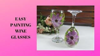 Easy Painting Wine Glasses | Acrylic Paint on Glass Permanently | Aressa1 | 2019