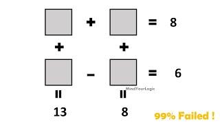 4 Square Addition 8 6 13 8 | Box + Box = 8 Puzzle | Box - Box = 6 whatsapp Puzzle