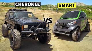 Off-Road Recovery Jeep XJ vs Lifted Smart Car // THIS vs THAT Off-Road