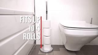 Tatkraft Ingrid - 2-in-1 Toilet Roll Holder and Storage (4+1 rolls) Freestanding Shiny Chrome