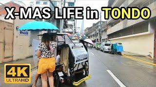 CHRISTMAS WET in TONDO | Walking Tour Somewhere in Bambang Tondo Manila Philippines [4K] 