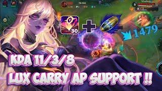 11 KILL CARRY AP SUPPORT LUX !! Dark Cosmic Gameplay // Wild Rift (Build + Runes)