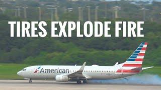 AA 590 Tire Explodes On Takeoff Catches Fire Tampa International Airport