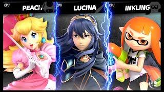 Peach VS Lucina VS Inkling LV 9 CPU Battle Super Smash Bros Ultimate