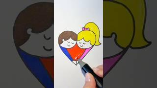 How to draw a super cute couple from heart️