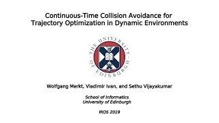 Continuous-Time Collision Avoidance for Trajectory Optimization in Dynamic Environments