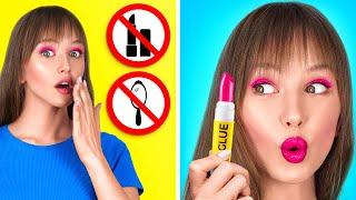 COOL WAYS TO SNEAK MAKE UP ANYWHERE || Funny Girly Tips by 123 GO Like!
