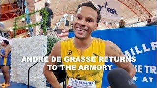 Andre De Grasse on his Millrose Games performance and what he's learned from Nia Ali