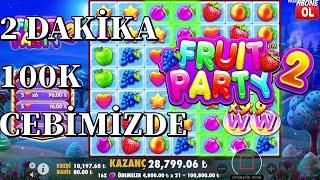 SADECE 2DAKİKADA FRUİT PARTY SLOT OYUNUNDA 100K KAZANMAKKupa Kızı Slot oynuyor!