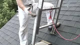 PiViT Ladder Tool on a Steep Roof.  Tips Using A Ladder On A Roof.  DIY Painting Tool Hacks.