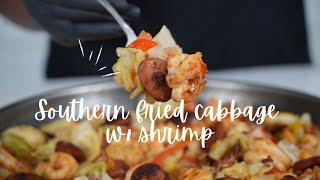 Super EASY Southern Fried Cabbage with Cajun Shrimp | Seriously You must try this! #onestopchop