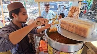 Gujrati Kathiyawadi Chole | Roadside Street Food Kathiawari Cholay. Kid Selling Famous Chana Chaat