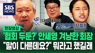 대한체육회장 "안세영 발언? 부적절, 이용대도 안 한 불평"…배드민턴협회 입장 두둔에 "전혀 다른 얘기네요?" (현장영상) / SBS