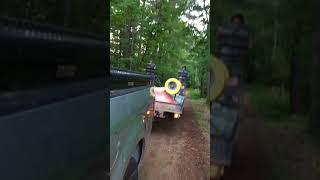 Tennis Court Contractors - Riding a Float Trailer - Really Funny